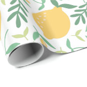 Modern Citrus Geel Zomer Greenery Patroon Cadeaupapier (Rol Hoek)