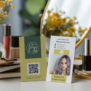 Modern Citrus Groen Haarstylist QR-code Logo Visitekaartje