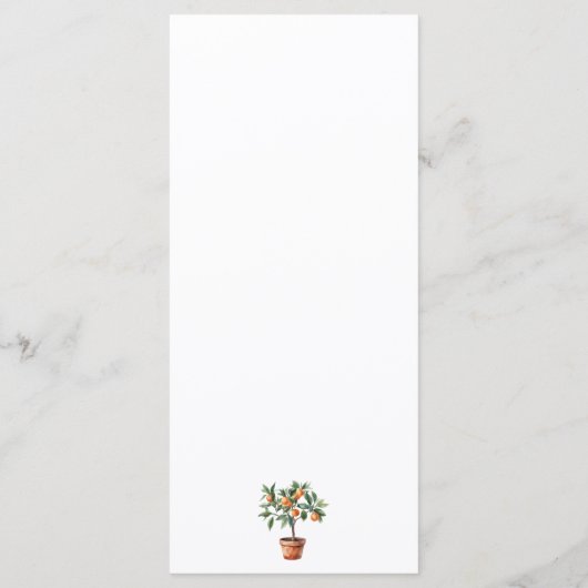 Modern Citrus-thema bruiloft menu Kaart (Achterkant)