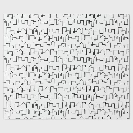 Modern Cityscape beschilderd design Cadeaupapier (Vlak)