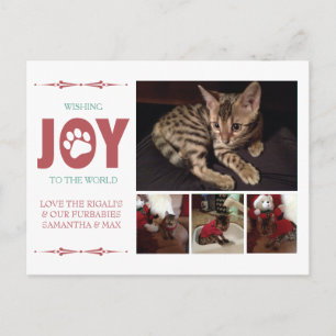 Modern Claret Red Pet Photo Holiday Briefkaart