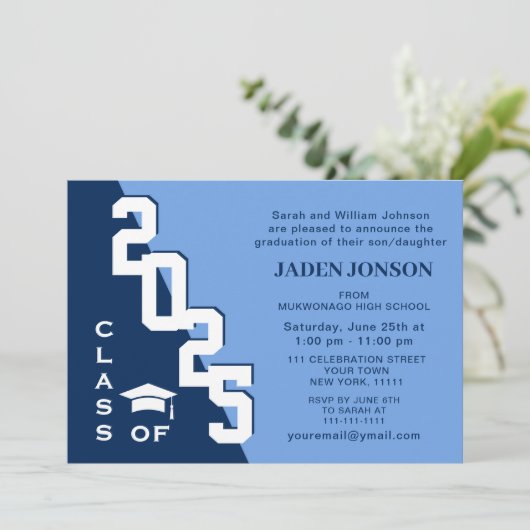 Modern Class of 2024 Afstudeerder Blue Graduation  Kaart (Staand voorkant)