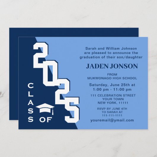 Modern Class of 2024 Afstudeerder Blue Graduation  Kaart (Voorkant / Achterkant)