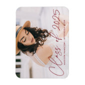 Modern Class of 2025 Burgundy Script Afstuderen Magneet (Verticaal)