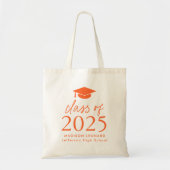 Modern Class of 2025 Oranje Script Afstuderen Tote Bag (Voorkant)