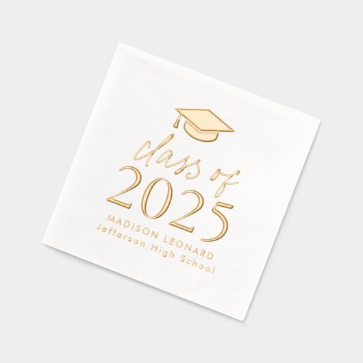 Modern Class of 2025 Script Afstuderen Folie Servetten (Links)