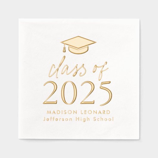 Modern Class of 2025 Script Afstuderen Folie Servetten (Voorkant)