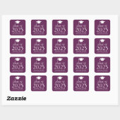 Modern Class of 2025 Script Paarse Afstuderen Vierkante Sticker (Vel)
