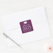 Modern Class of 2025 Script Paarse Afstuderen Vierkante Sticker (Envelop)