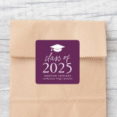 Modern Class of 2025 Script Paarse Afstuderen Vierkante Sticker