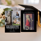 Modern Class of Add Four Photos Zwart Afstuderen Aankondiging