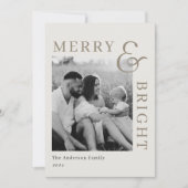 Modern Classic Beige Typography Two Sided Photo Feestdagenkaart (Voorkant)