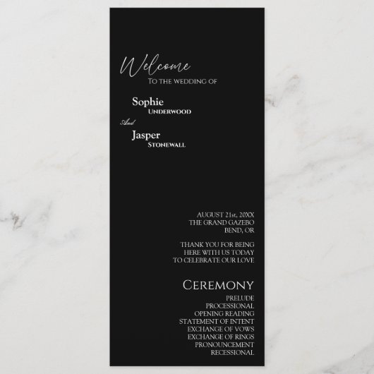 Modern Classic Black Wedding Flat Program Programma (Voorkant)