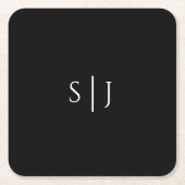Modern Classic Black Wedding Monogram Vierkante Kartonnen Onderzetter (Voorkant)