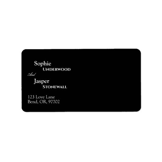 Modern Classic Black Weduwadreslabel Etiket (Voorkant)