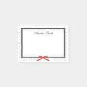 Modern Classic Black White Polka Dot Red Ribbon Post-it® Notes (Voorkant)