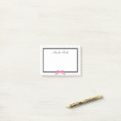 Modern Classic Black White Polka Pink Ribbon Post-it® Notes (Op bureau)