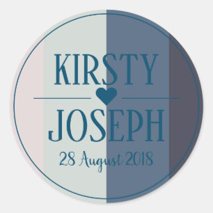 Modern Classic Blue Beach Wedding Sticker