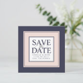 Modern Classic | Blush and Navy Save the Date (Staand voorkant)