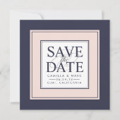 Modern Classic | Blush and Navy Save the Date (Voorkant)