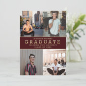 Modern Classic Burgundy Gold Photo Afstuderen Aankondiging (Staand voorkant)