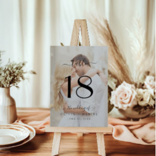 Modern Classic Calligraphy Wedding Photo Kaart