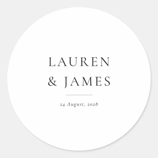 Modern Classic Couple Wedding Favor Sticker (Devant)
