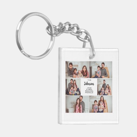 Modern Classic Custom 6 Familie Fotocollage Sleutelhanger (Voorkant Links)