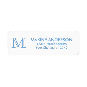 Modern Classic Elegant Chic Dusty Blue Monogram Etiket