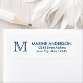 Modern Classic Elegant Navy Blue Monogram Initiaal Etiket (Insitu)