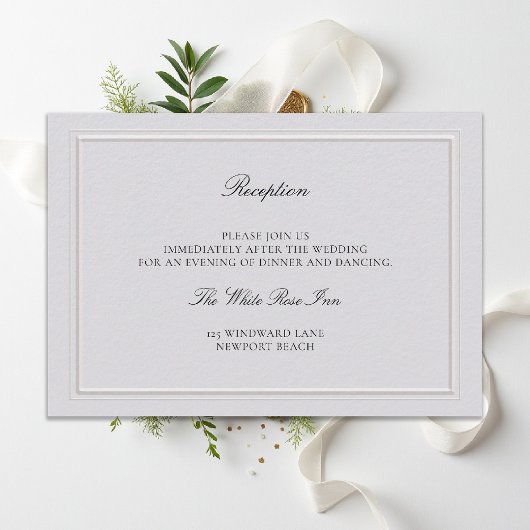 Modern Classic Elevated Ivory Wedding Reception Informatiekaartje