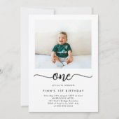 Modern Classic First Birthday Photo Invitation (Devant)