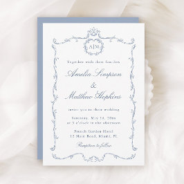 Modern Classic French Frame Wedding Dusty Blue Kaart