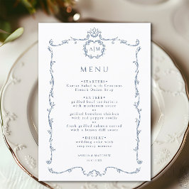 Modern Classic French Frame Wedding Dusty Blue Menu