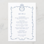 Modern Classic French Frame Wedding Dusty Blue Menu (Voorkant)