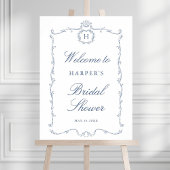 Modern Classic French Frame Wedding Dusty Blue Poster