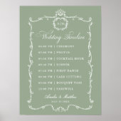 Modern Classic French Sage Green Wedding Timeline Poster (Voorkant)