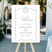 Modern Classic French Wedding Dusty Blue Welcome Poster