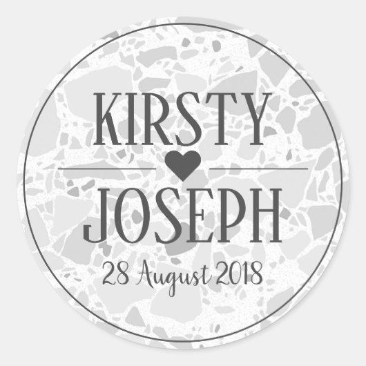 Modern Classic Gray Terrazzo Wedding Sticker (Voorkant)