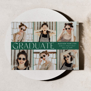 Modern Classic Green 6 Photo Afstuderen Aankondiging