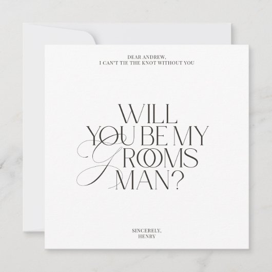 Modern Classic Groomsman Proposal Card Kaart (Voorkant)
