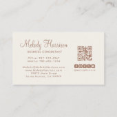 Modern Classic Minimalist Elegant Mocha QR Code Visitekaartje (Achterkant)
