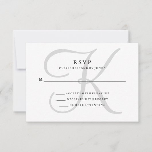 Modern Classic Monogram in Grijs RSVP (Voorkant)