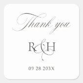 Modern Classic Monogram Thank You Wedding Sticker (Devant)