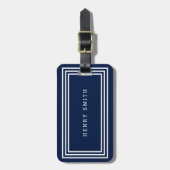 Modern Classic Navy Blue met witte randen Bagagelabel (Voorkant verticaal)