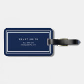 Modern Classic Navy Blue met witte randen Bagagelabel (Achterkant horizontaal)