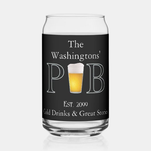 Modern Classic Pub Drink brillenglazen Bierblik Blikvorm Glas (Achterkant)