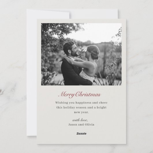 Modern Classic Red Typography Married and Bright Feestdagenkaart (Achterkant)