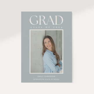Modern Classic Sage Graduation Photo Announcement Aankondiging
