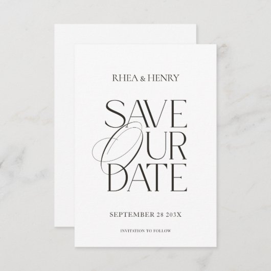 Modern Classic Save the Date Wedding Card (Devant / Derrière)